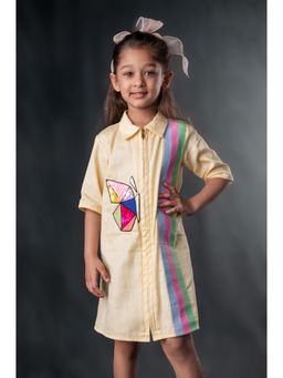 Toplove - Yellow Half Butterfly Shirtdress