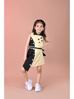 Toplove - Yellow Half N Half Shirt Dress And Belt