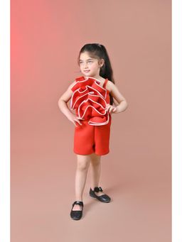 Toplove - Red Fan Playsuit