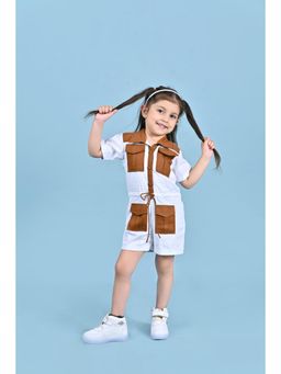 Toplove - White Colorblock Playsuit