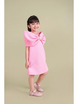 Toplove - Pink Around The Shoulder Bow Dress