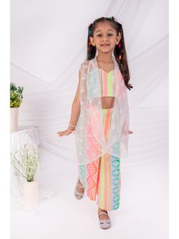 Toplove - Multicolor Pop Co-Ord Set With Shrug