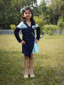 Toplove - Blue Wrap Power Blazer Dress