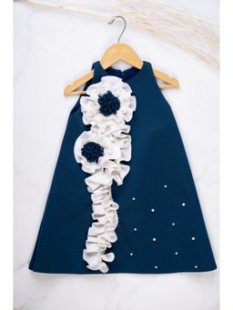 Toplove - Blue Ruffle 3D Flower Dress