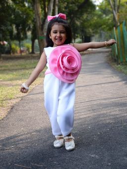 Toplove - White Scuba 3D Flower Jumpsuit