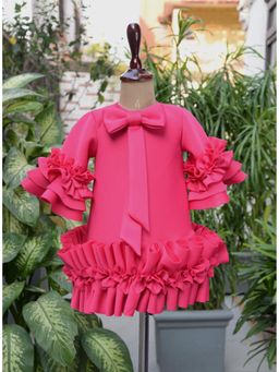 Toplove - Pink Barbie Scuba Ruffle Dress