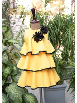 Toplove - Yellow Sunflower Layered Scuba Dress