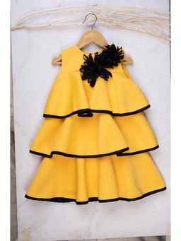 Toplove - Yellow Dafodill Feather Scuba Dress
