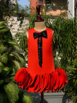 Toplove - Cherry Red A-Line Ruffle Dress