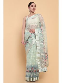 Soch - Women Blue Organza Printed Saree