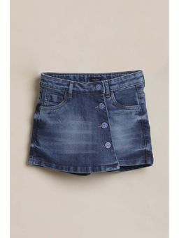 Allen Solly - Girls Dark Blue Solid Denim Skort