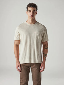 Levi's - Men's Beige Solid/Plain T-Shirt