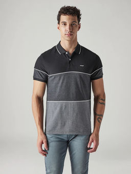 Levi's - Men's Black Colorblock Polo T-Shirt