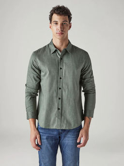 Levi's - Men's Green Solid/Plain Shirt