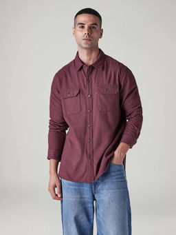 Levi's - Men's Maroon Solid/Plain Shirt
