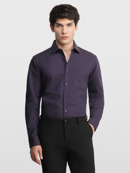 Arrow - Purple Men's Solid Liberty Classic Regular Fit Originals Shirt