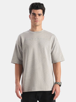 Jockey - Mz01 Men Super Combed Cotton Rich Printed Oversized T-Shirt-Ghost Grey