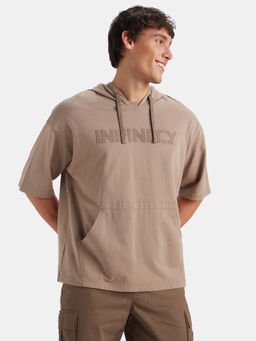 Jockey - Mz06 Men Super Combed Cotton French Terry Oversized Hoodie T-Shirt-Taupe