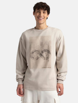 Jockey - Mz13 Men Super Combed Cotton Rich Oversized Fit Graphic Printed T-Shirt-Dove