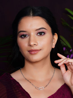 Designbox - Silver Tone Link Chain with CZ Stones