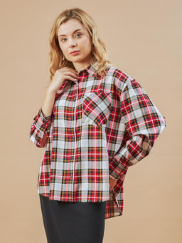 Gazillion - Women Dia Red Checks Shirt
