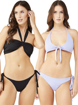 Secrets By ZeroKaata - Women Assorted Stretchable Ribbed Swim Bikini Set