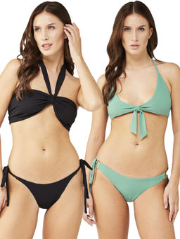 Secrets By ZeroKaata - Women Assorted Stretchable Ribbed Swim Bikini Set