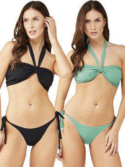 Secrets By ZeroKaata - Women Assorted Stretchable Ribbed Swim Bikini Set