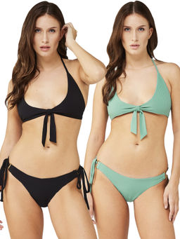 Secrets By ZeroKaata - Women Assorted Stretchable Ribbed Swim Bikini Set