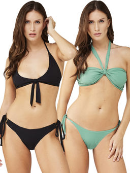 Secrets By ZeroKaata - Women Assorted Stretchable Ribbed Swim Bikini Set