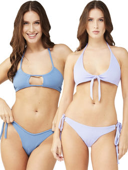 Secrets By ZeroKaata - Women Assorted Stretchable Ribbed Swim Bikini Set