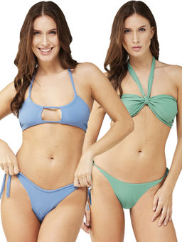 Secrets By ZeroKaata - Women Assorted Stretchable Ribbed Swim Bikini Set