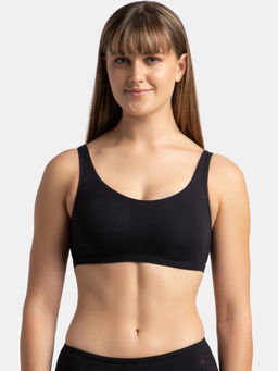 Jockey - 1550 Women Super Combed Cotton Elastane Slip On Lounge Bra - Black