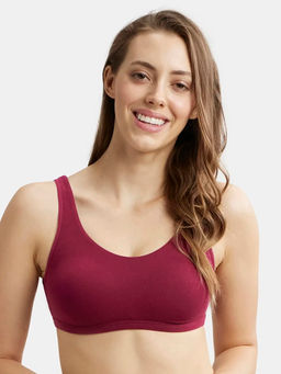 Jockey - 1550 Women Super Combed Cotton Elastane Slip On Lounge Bra - Beet Red