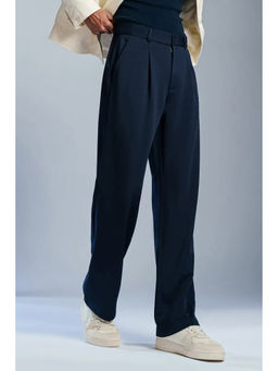 FREAKINS - Pitch Navy Men Textured Korean Pants