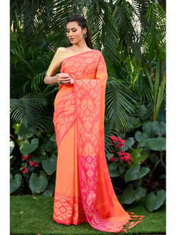 Beatitude - Multi-Color Handloom Cotton Saree with Unstitched Blouse