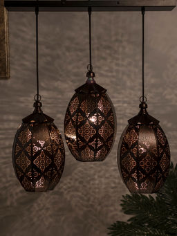 Homesake - Linear Chandelier Oval Moroccan Copper Light