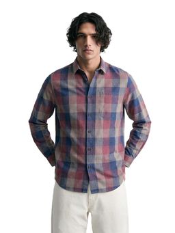 The Indian Garage Co - Mens Red Slim Fit Checks Cutaway Collar Full Sleeves Shirt
