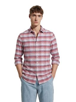 The Indian Garage Co - Mens Rust Regular Fit Checks Cutaway Collar Full Sleeves Shirt