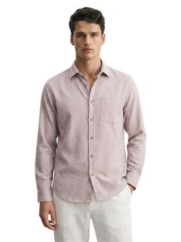The Indian Garage Co - Mens Pink Slim Fit Self Design Cutaway Collar Full Sleeves Shirt