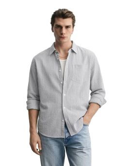 The Indian Garage Co - Mens Grey Relaxed Fit Stripes Cutaway Collar Full Sleeves Shirt