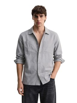 The Indian Garage Co - Mens Grey Regular Fit Solid Cutaway Collar Full Sleeves Shirt