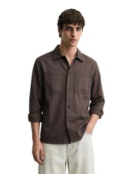 The Indian Garage Co - Mens Brown Regular Fit Solid Cutaway Collar Full Sleeves Shirt