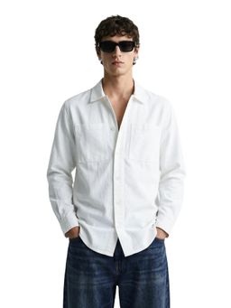 The Indian Garage Co - Mens White Regular Fit Solid Cutaway Collar Full Sleeves Shirt