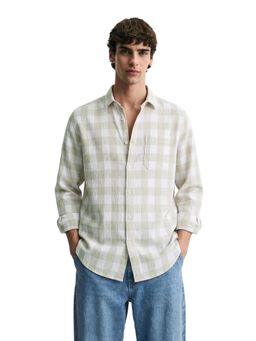 The Indian Garage Co - Mens Cream Relaxed Fit Checks Cutaway Collar Full Sleeves Shirt