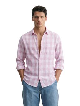 The Indian Garage Co - Mens Pink Relaxed Fit Checks Cutaway Collar Full Sleeves Shirt