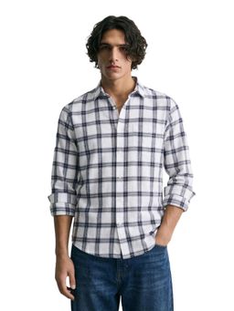The Indian Garage Co - Mens White Slim Fit Checks Cutaway Collar Full Sleeves Shirt