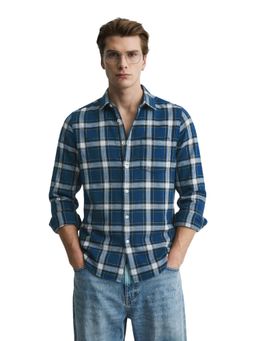 The Indian Garage Co - Mens Blue Slim Fit Checks Cutaway Collar Full Sleeves Shirt