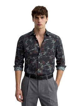 The Indian Garage Co - Mens Green Slim Fit Printed Cutaway Collar Full Sleeves Shirt