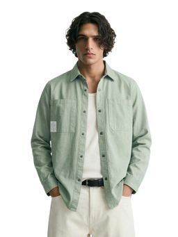 The Indian Garage Co - Mens Green Regular Fit Solid Cutaway Collar Full Sleeves Shirt